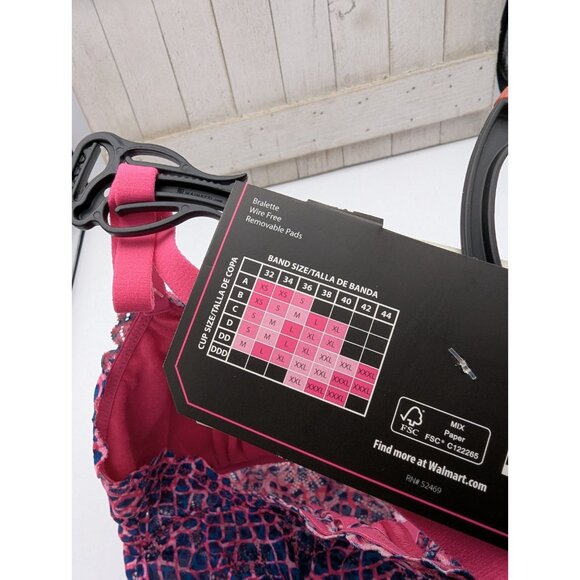 No Boundaries Bralette M Medium Lace Longline Reptile Print Pink NEW - Picture 4 of 5